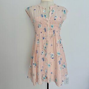 Free People "Greatest Day" Smocked Mini Dress in Pink/Blue Size XS